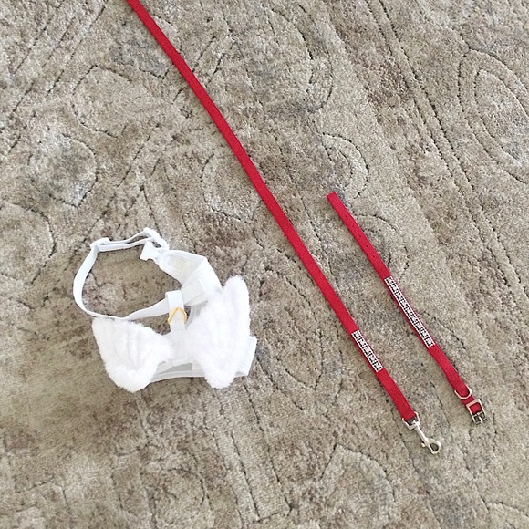 Furry Angel Wings Harness & Red Bling Collar & Leash set - Picture 2 of 10